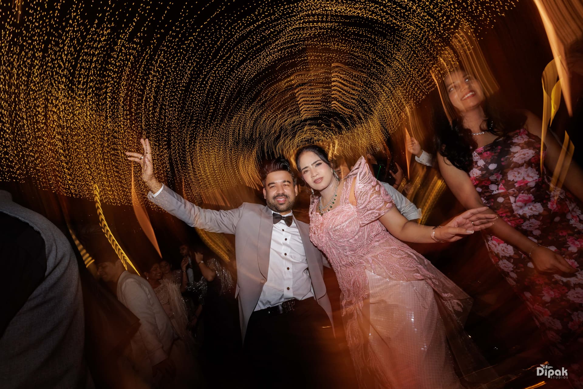 Guests gathered at an evening event